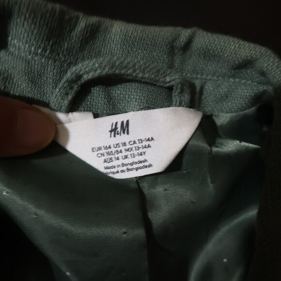 H&M Cotton Linen Blazer Sage Green Single-Breasted US 18 (Fits Like 12) SoftGirl - Picture 3 of 16